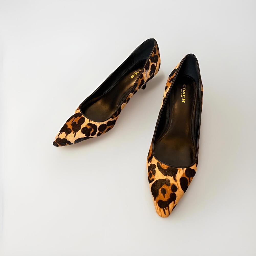 COACH ANIMAL LEOPARD PRINT CALF HAIR LADIES PUMPS HEELS SIZE 8B GOOD COND!